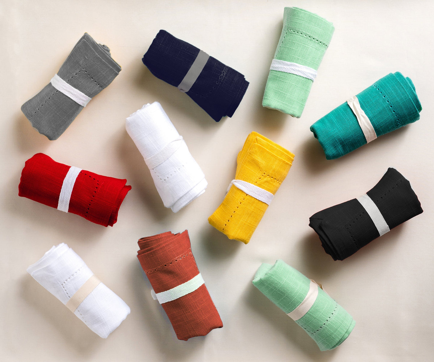 Servilletas de algodón para la cena - Servilletas de tela con dobladillo