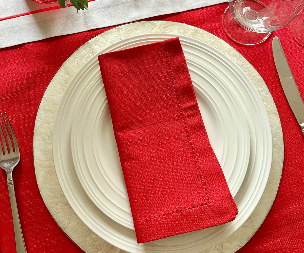 Servilletas de algodón para la cena - Servilletas de tela con dobladillo