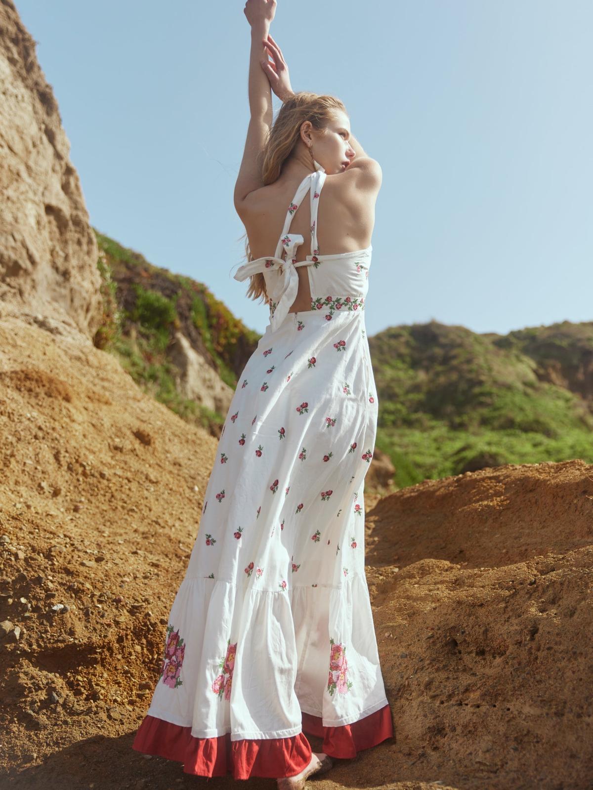 Isabel Dress - Sugar/Salsa Ditsy Floral/Salsa Floral Embroidery - FINAL SALE