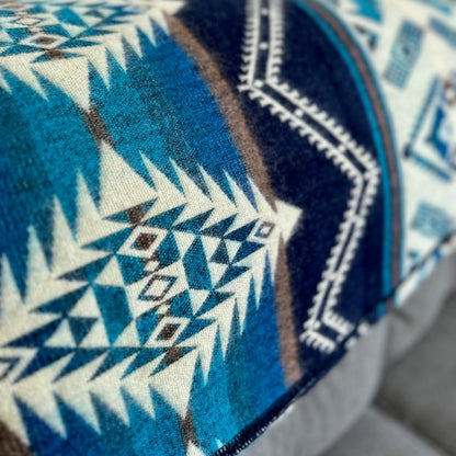 Andean Alpaca Wool Blanket - Cobalt Blue