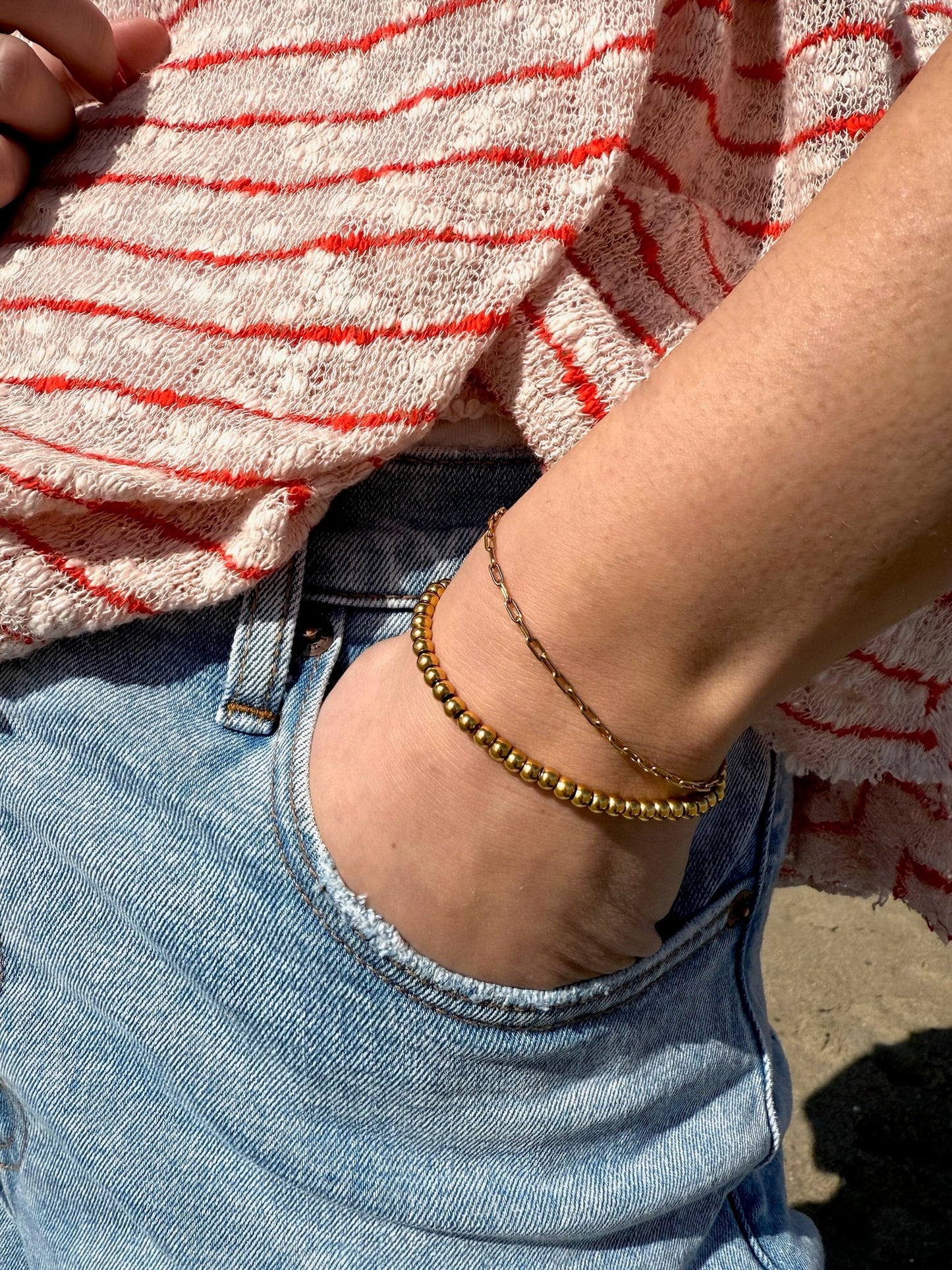 PULSERA DE CUENTAS CON BOLAS DE ORO ELLIE