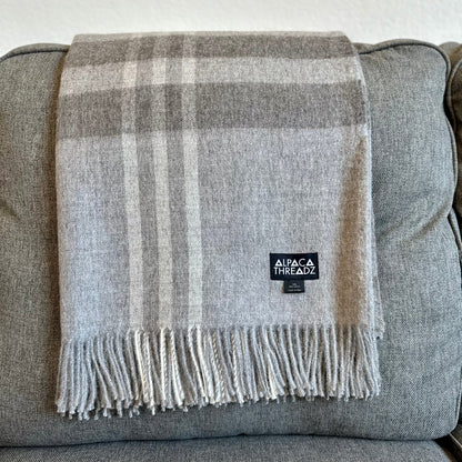 Royal Baby Alpaca Wool Checkered Throw Blanket