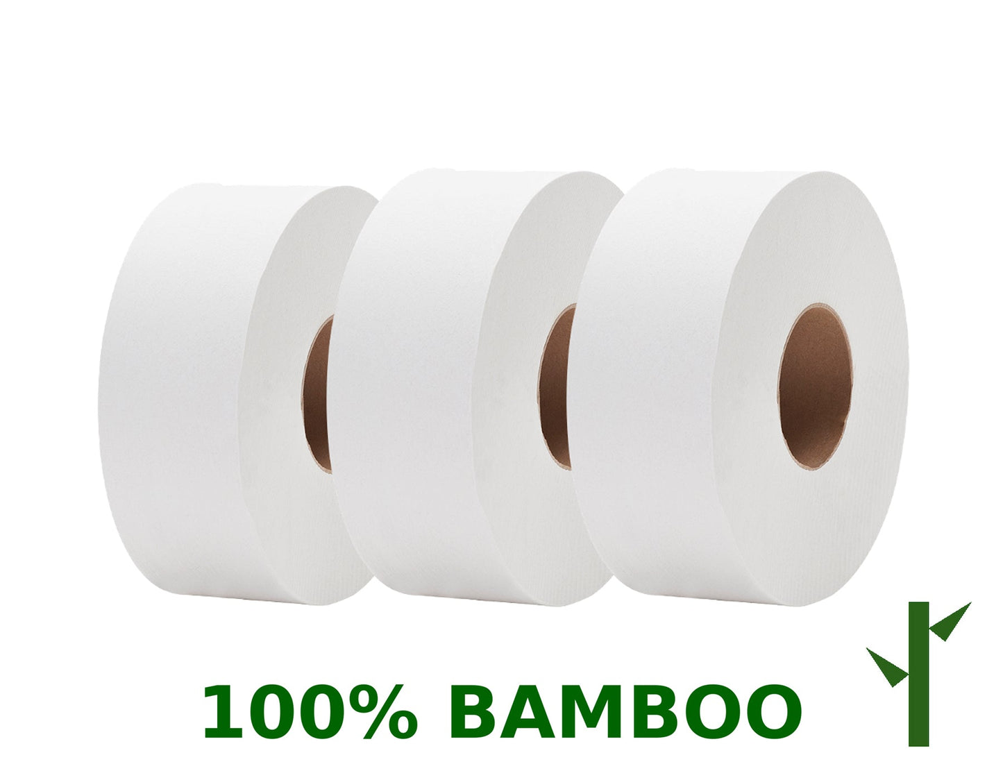 Papel higiénico de bambú, rollo jumbo JRT 12, 2 capas, 1000 hojas, 23 cm de diámetro, a granel, para empresas, comercios y escuelas.