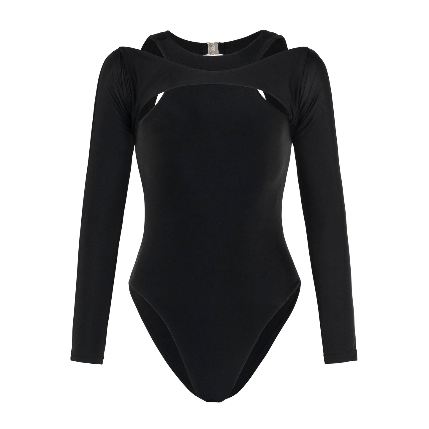Traje de baño de dos piezas reciclado con espalda abierta JUPITER en negro