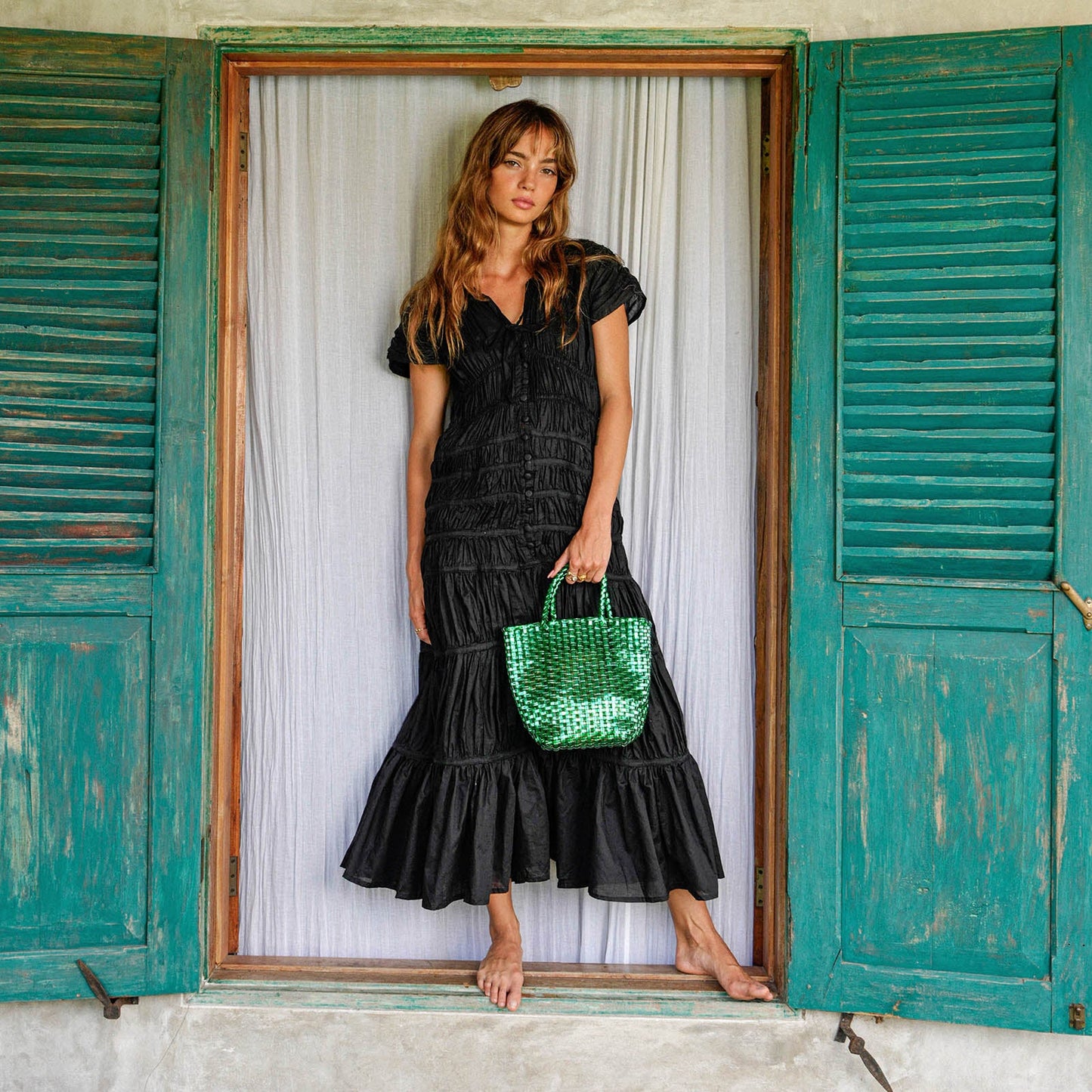 LA TOTE Bolso Tote Reciclado en Verde Metalizado