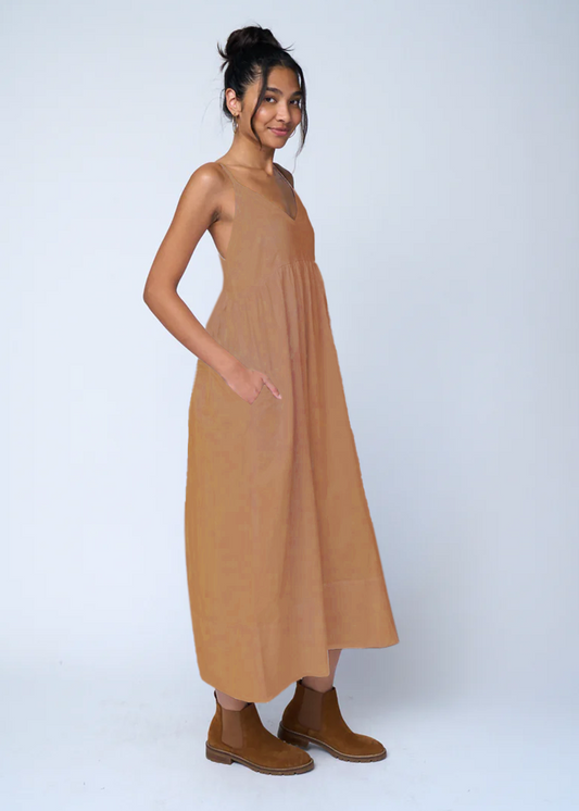 Vestido de lino Hamptons - Mocha
