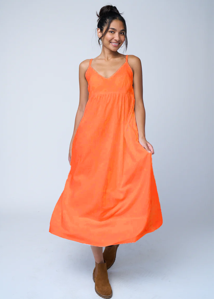 Hamptons Linen Dress - Papaya - 's Dresses XS | S/M | L/XL | 1X/2X | 3X