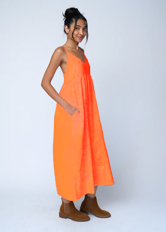 Vestido de lino Hamptons - Papaya