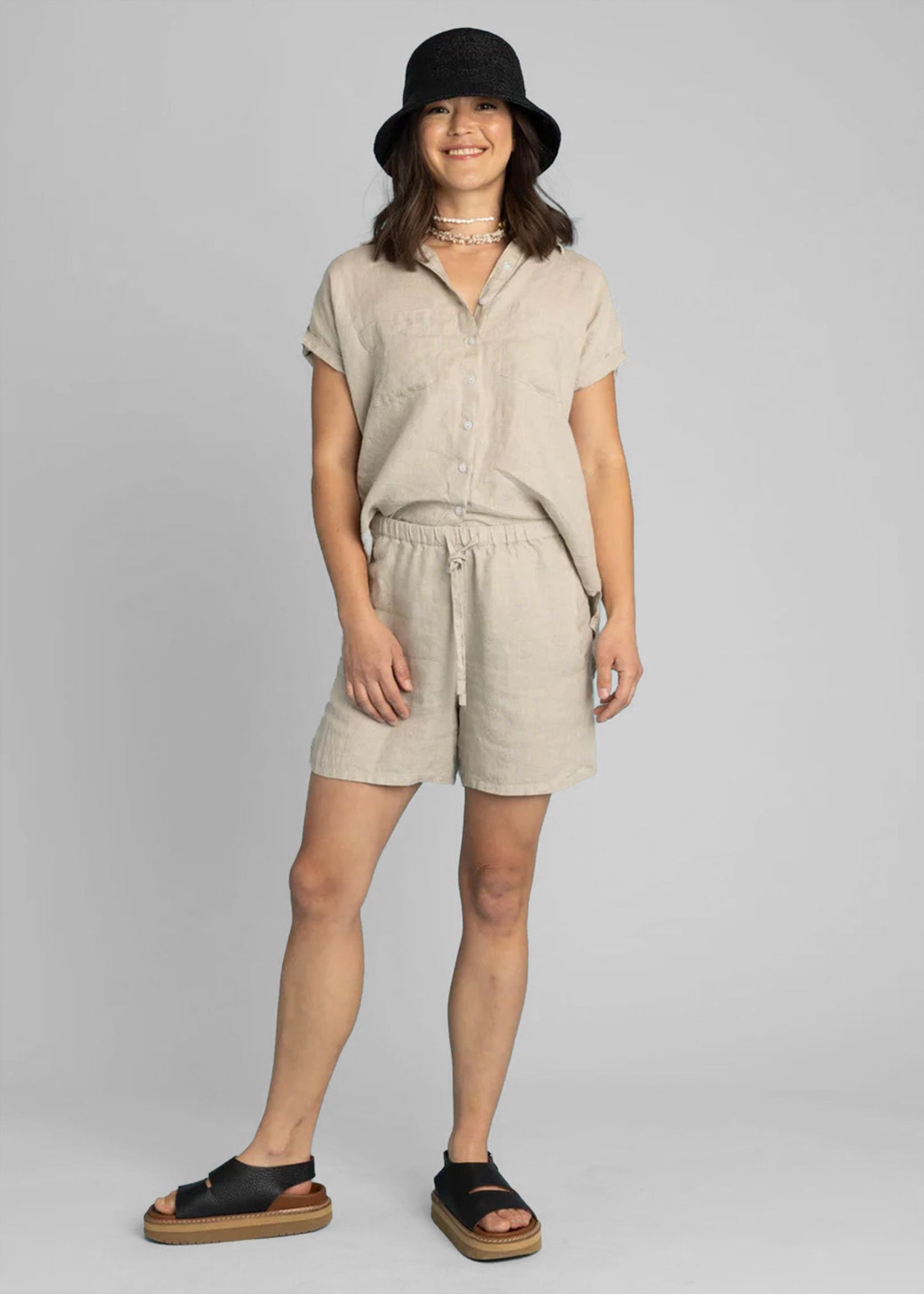 Pantalones cortos Shore - Lino tostado natural