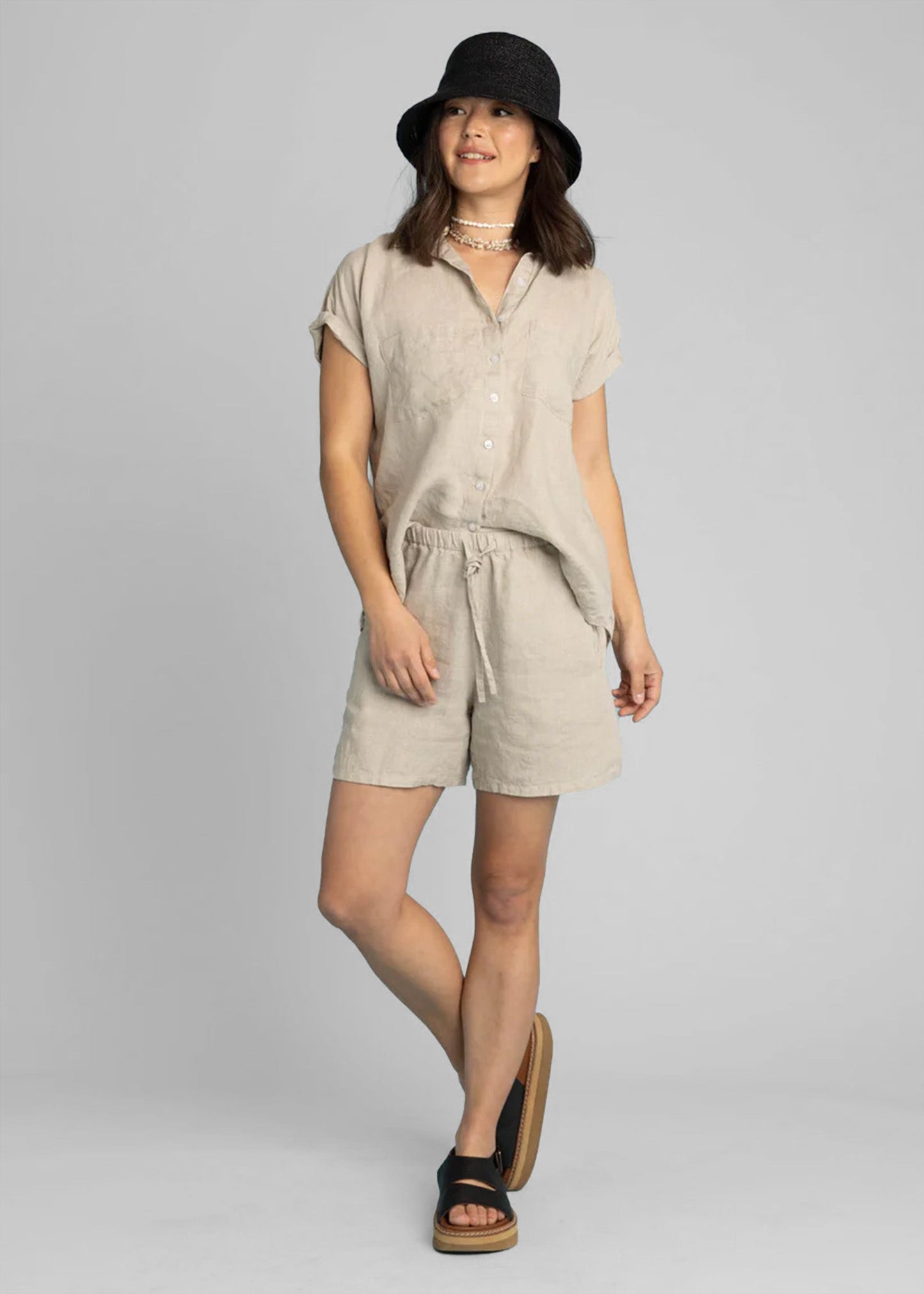Pantalones cortos Shore - Lino tostado natural