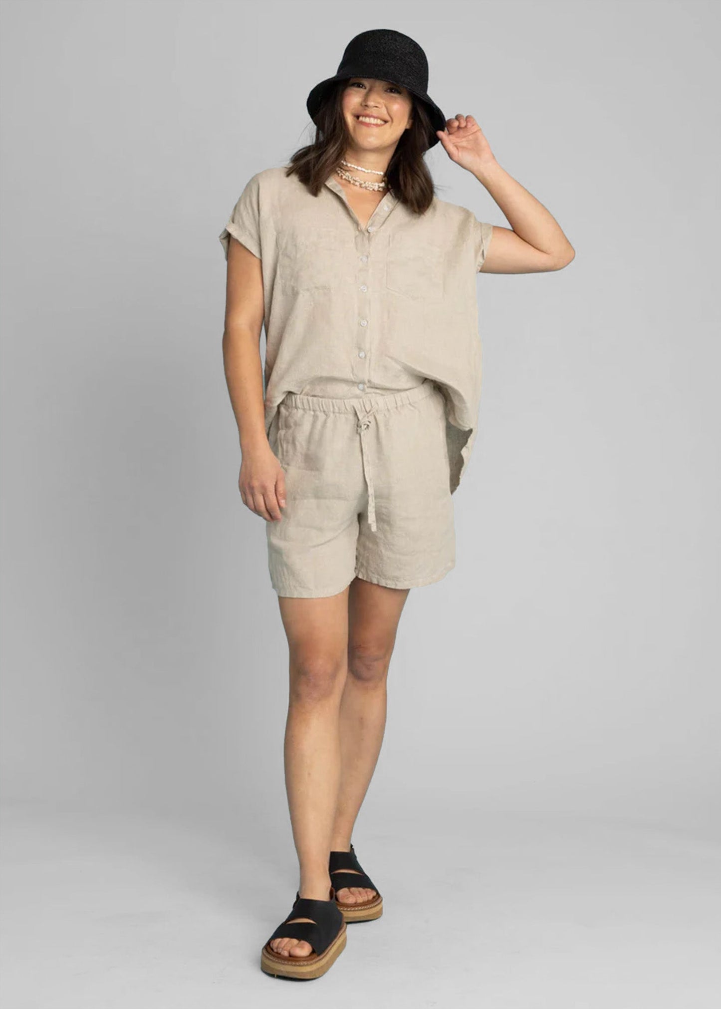 Pantalones cortos Shore - Lino tostado natural