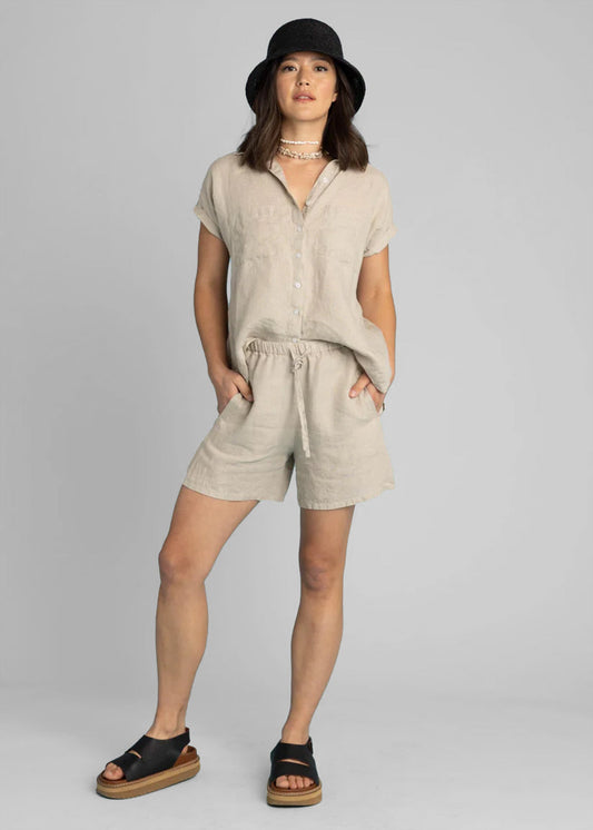 Shore Shorts  - Linen Natural Tan