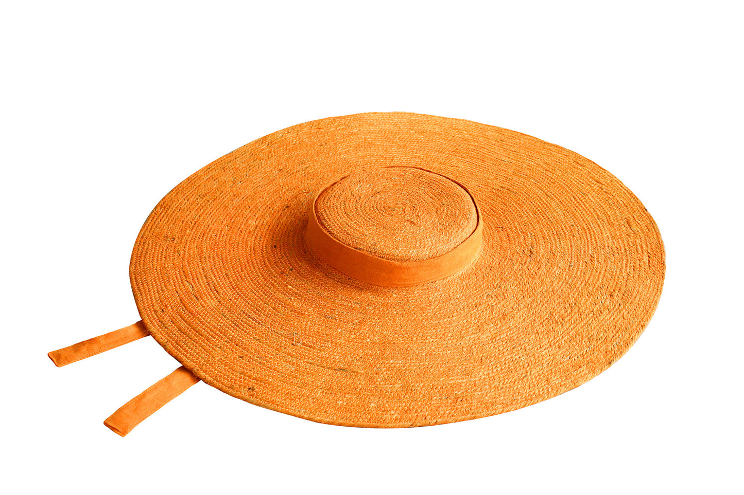 Sombrero de paja de yute de ala ancha LOLA en color naranja