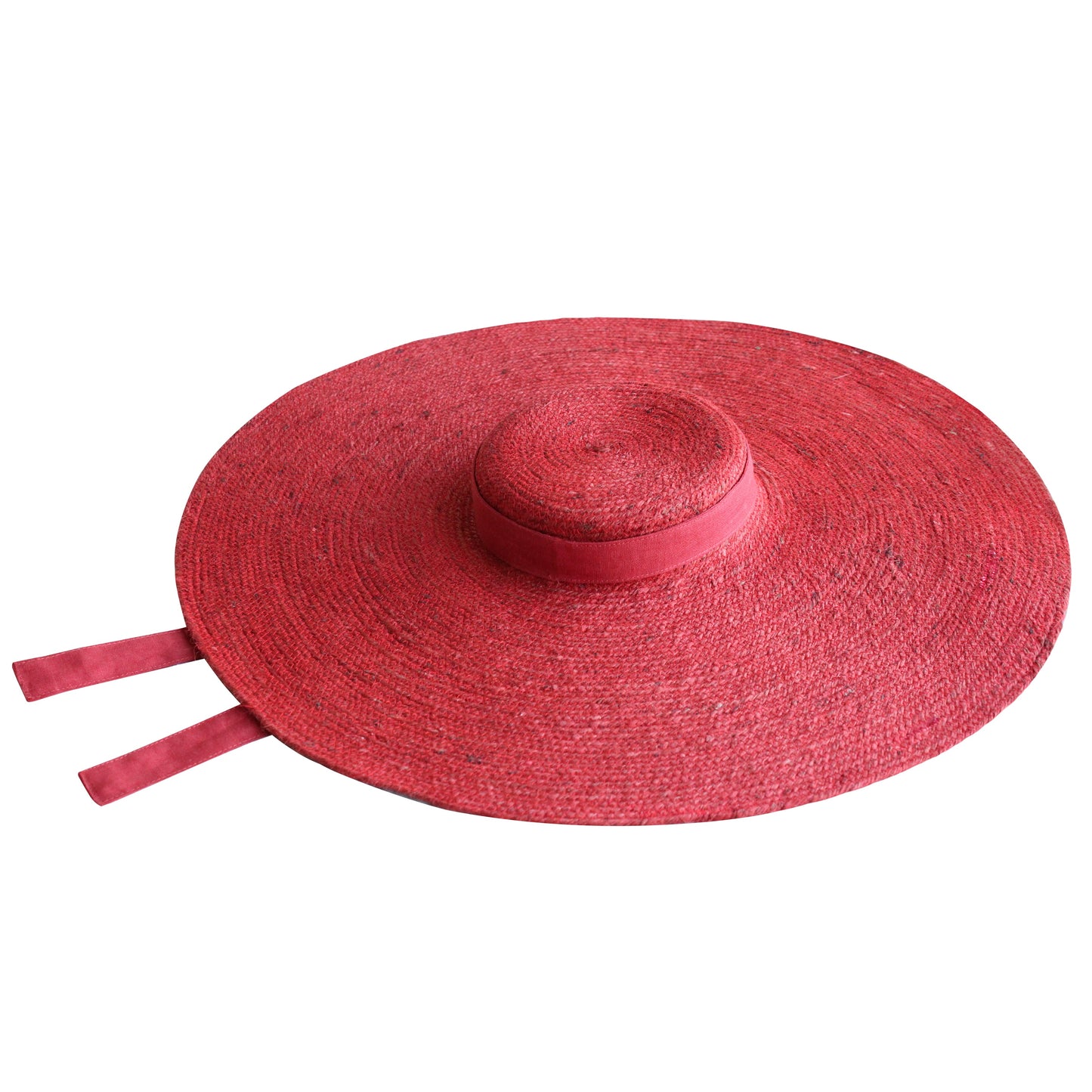 Sombrero de paja de yute de ala ancha LOLA en rojo