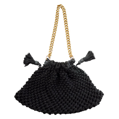 Bolso tote de macramé LYON en negro