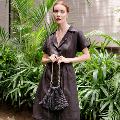Bolso tote de macramé LYON en negro