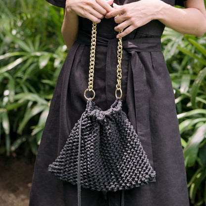 Bolso tote de macramé LYON en negro