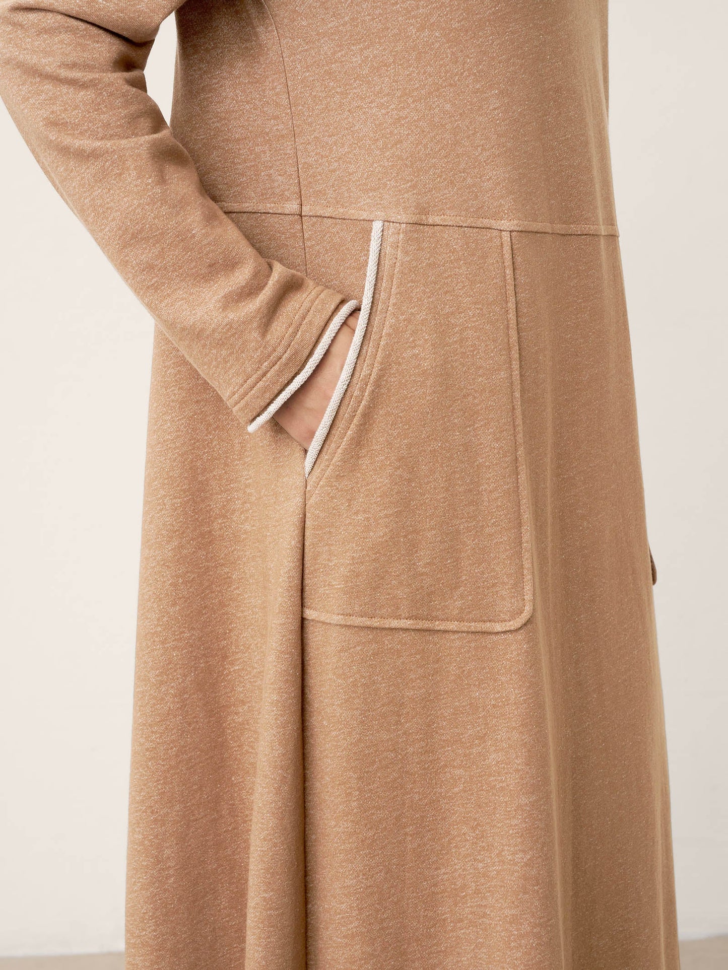 Linen Cotton Colorblock Trim Pocket Maxi Dress CLEMENTINE