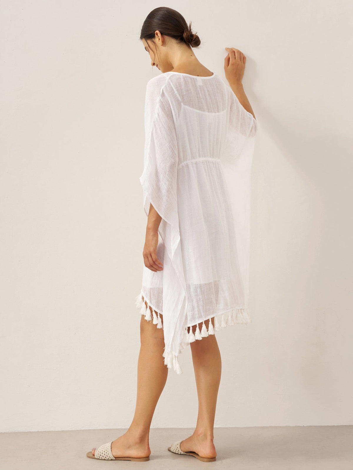 Linen V-Neck Cover-Up and Slip Dress Set CASS