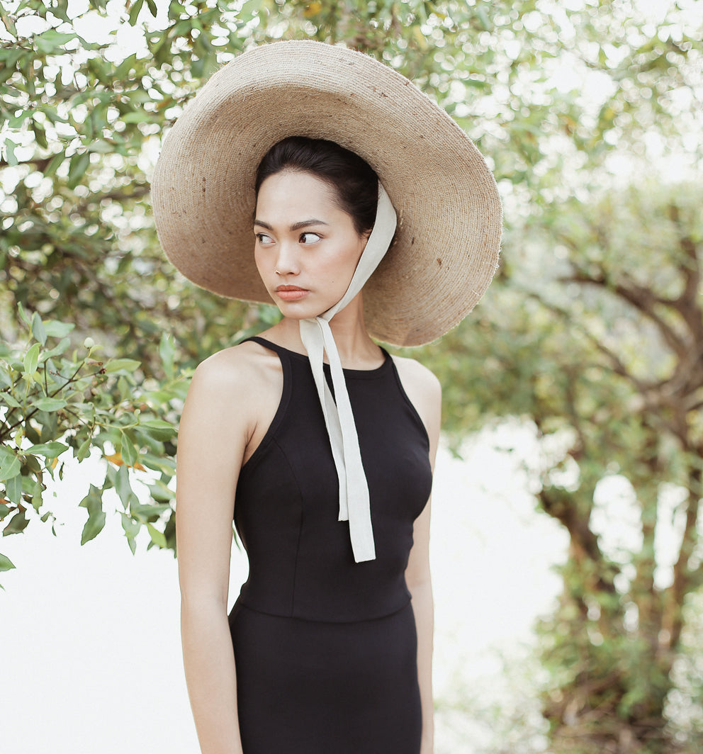 Sombrero de paja de yute de ala ancha LOLA en beige natural