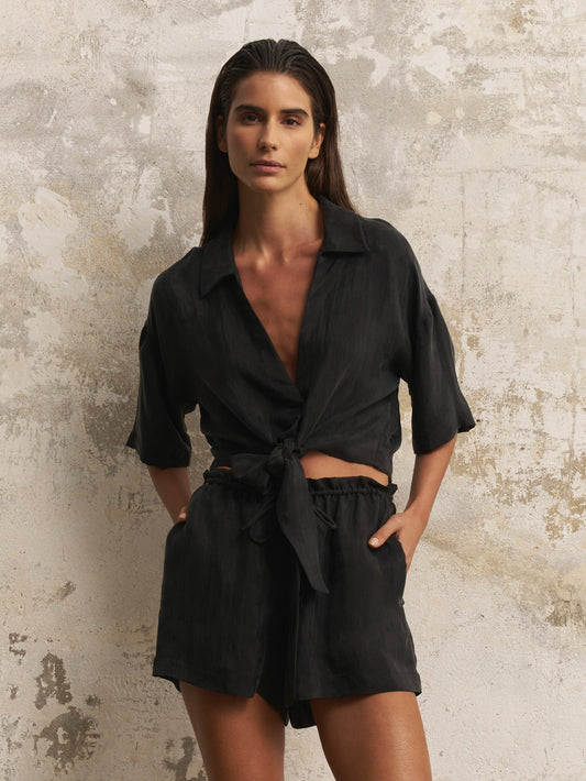 Pantalón Corto con Cordón Ajustable Lucid Flow - Negro