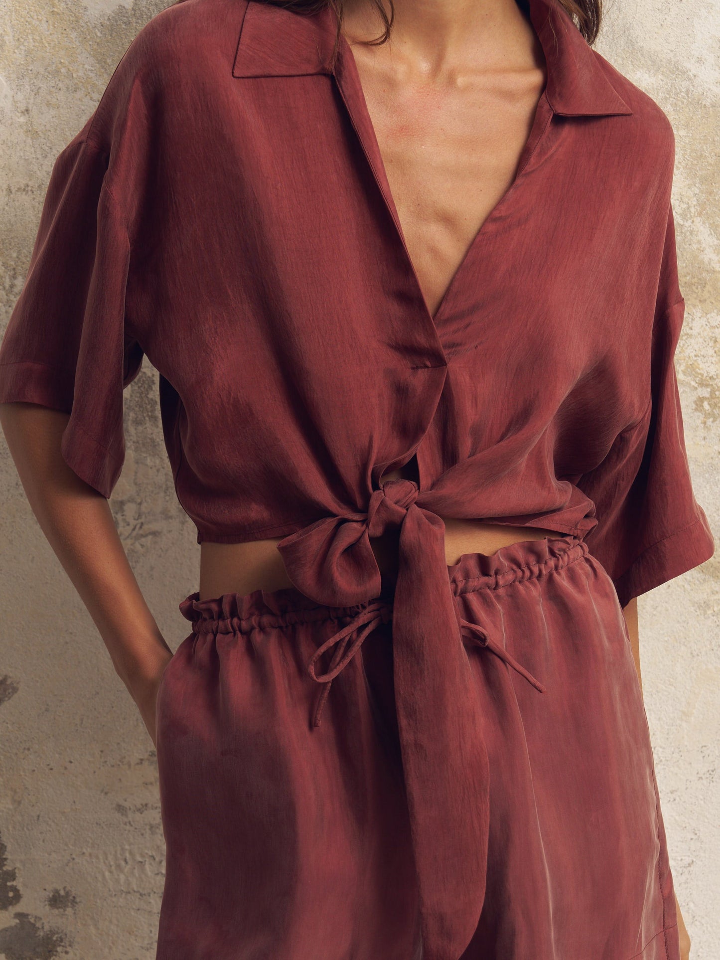 Camisa Lucid Tie - Borgoña