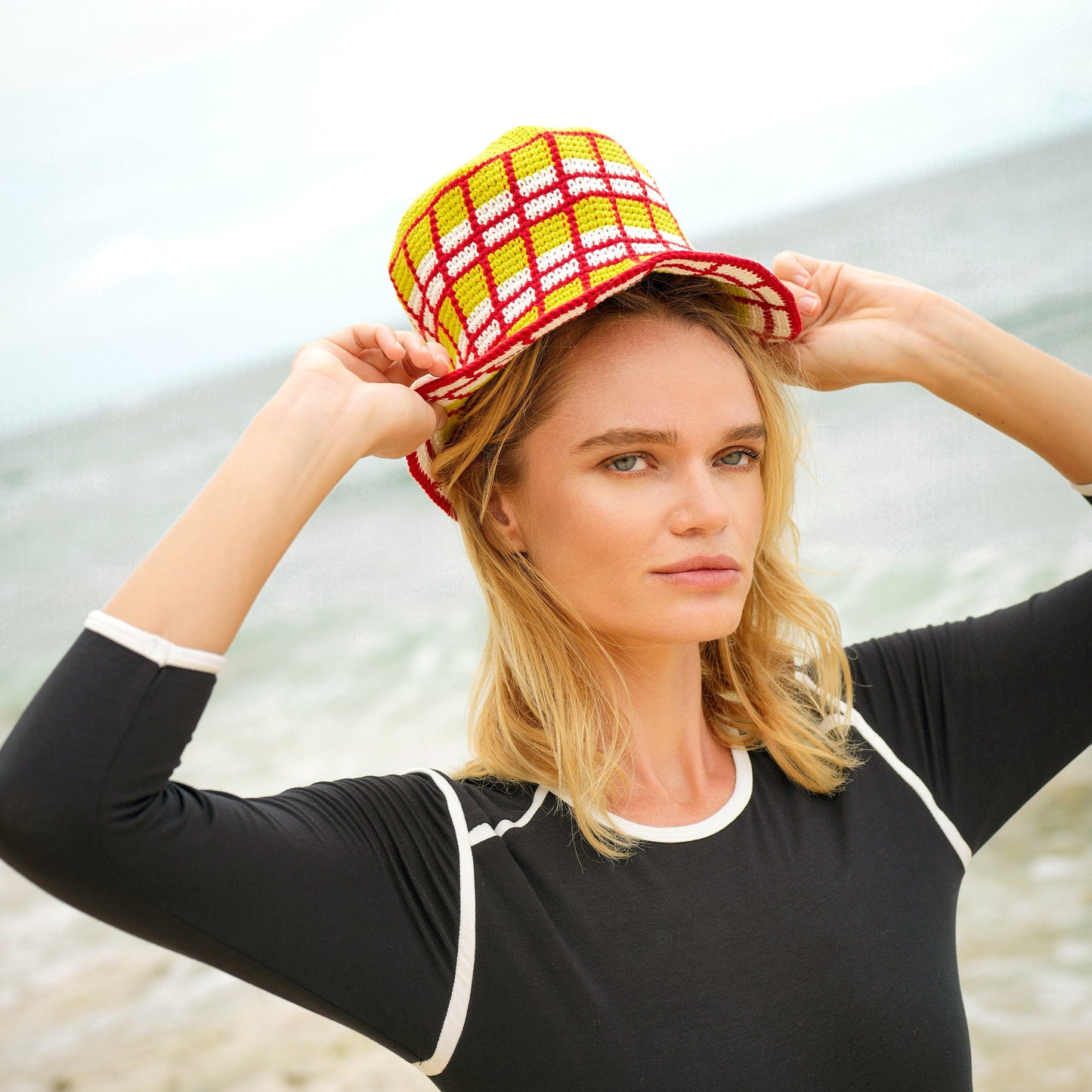 Gorro de crochet a cuadros MARGARITA