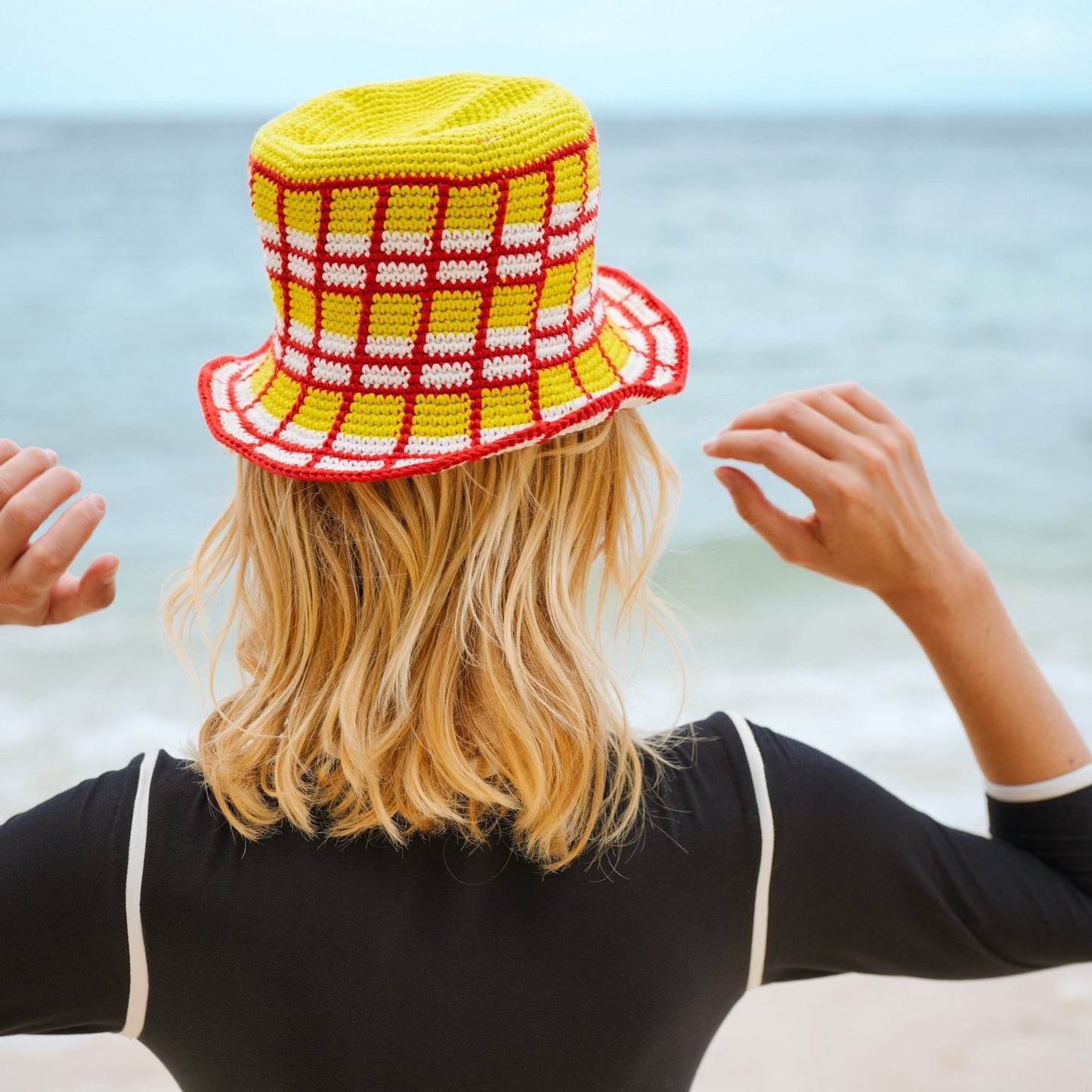 Gorro de crochet a cuadros MARGARITA