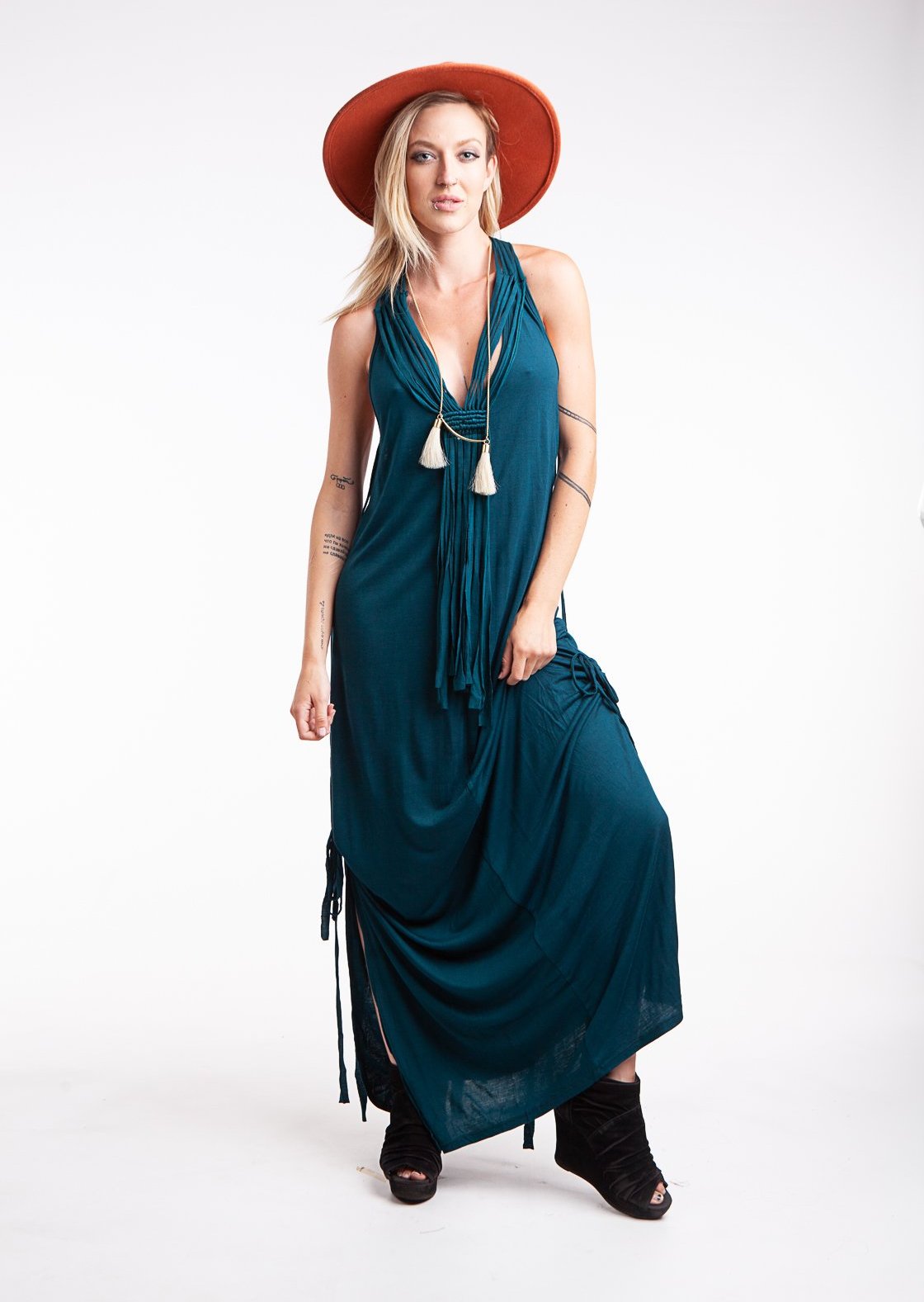 Vestido largo de macramé