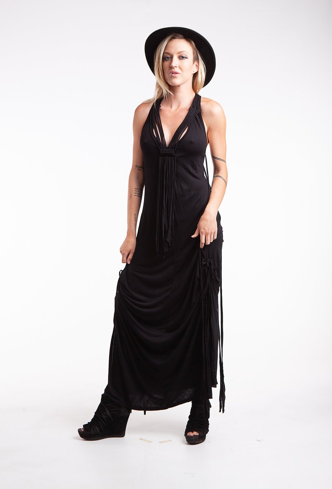 Vestido largo de macramé