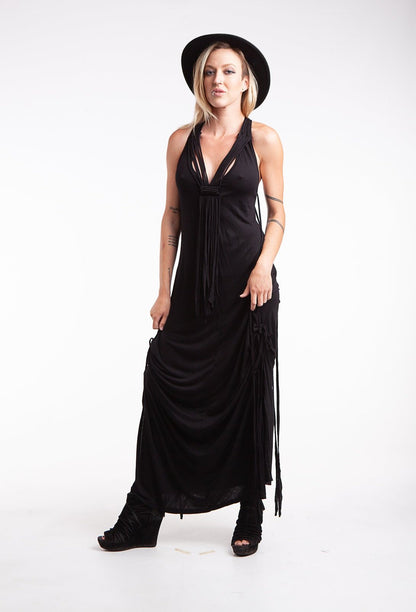 Vestido largo de macramé
