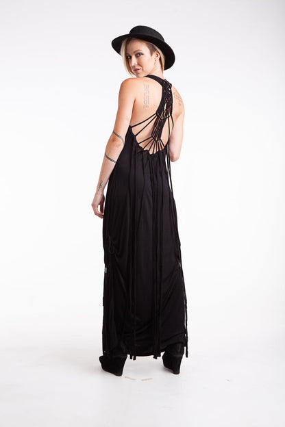 Vestido largo de macramé