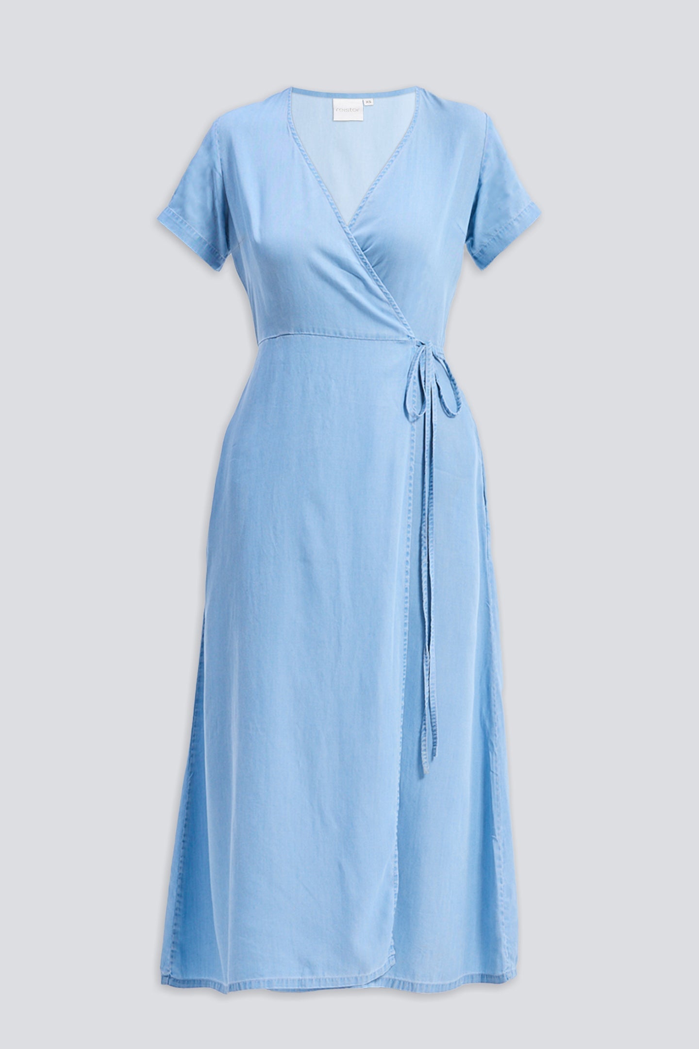 Maxivestido cruzado en azul claro
