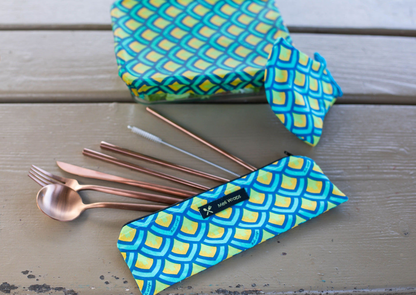 Meli Wraps Juego de cubiertos reutilizables - Escamas