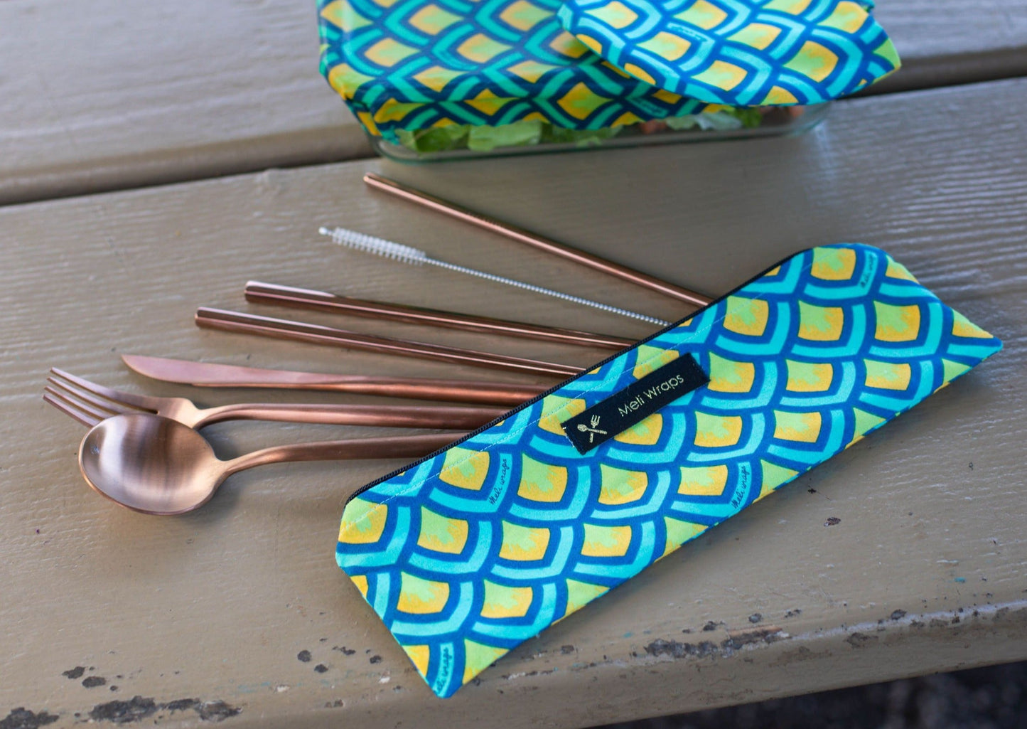 Meli Wraps Juego de cubiertos reutilizables - Escamas