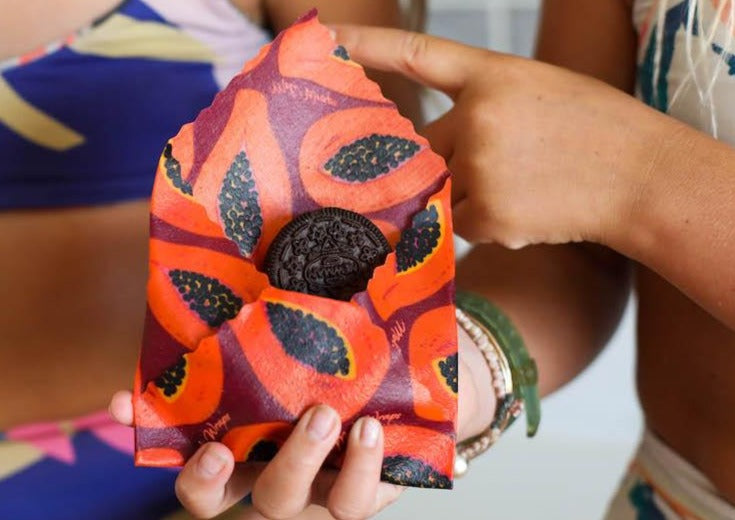 Envoltura de cera de abeja para alimentos - Estampado de papaya morada