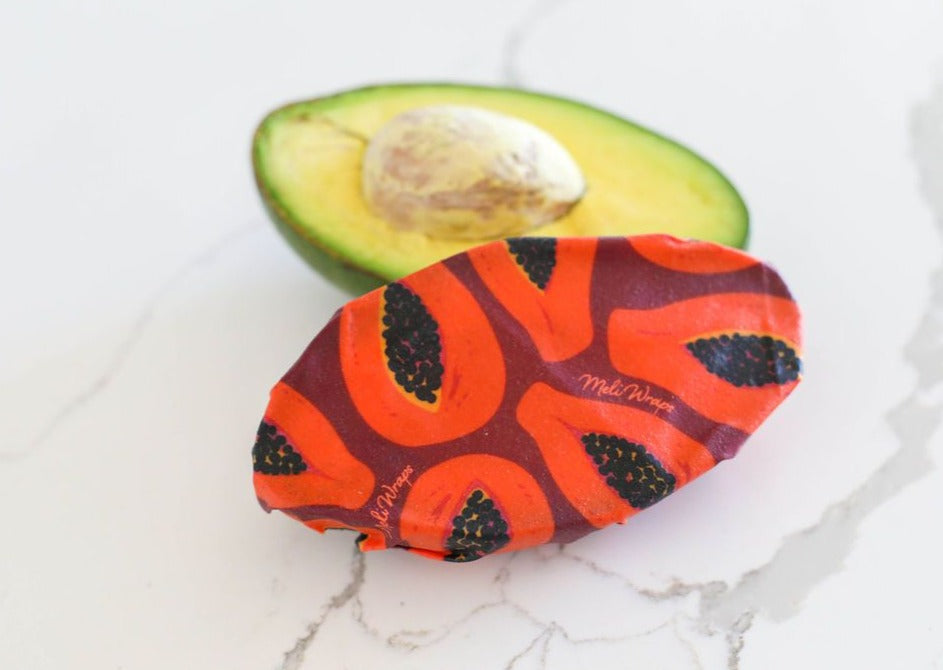 Rollo a granel de envoltura de cera de abeja - Estampado de papaya morada