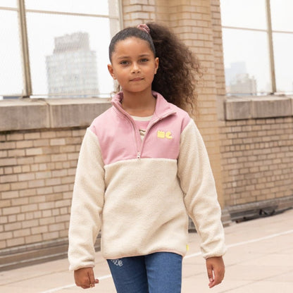 Sudadera rosa de sherpa con cremallera