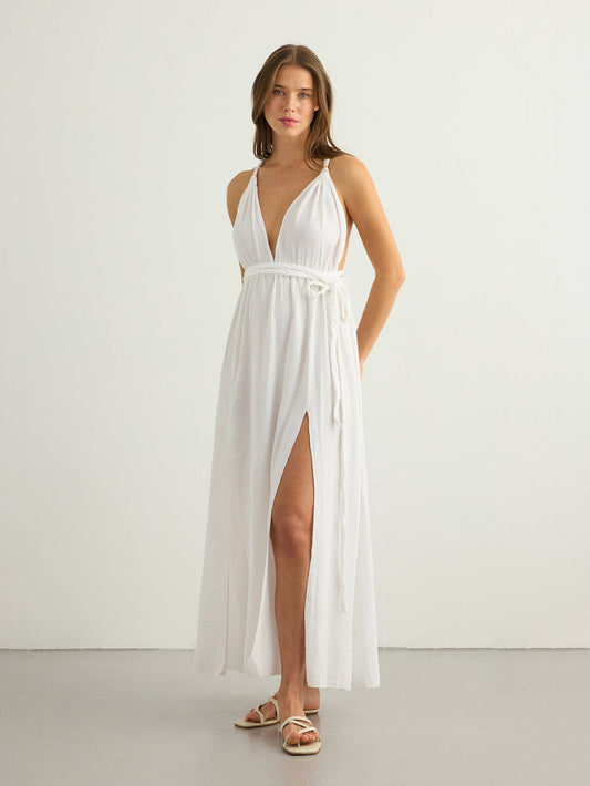 Vestido Muse de tirantes trenzados - Blanco