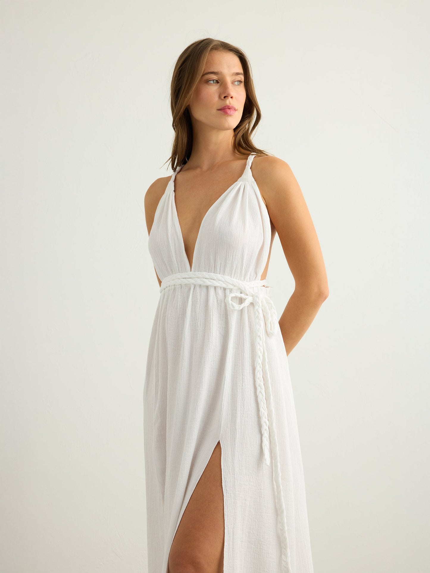 Vestido Muse de tirantes trenzados - Blanco