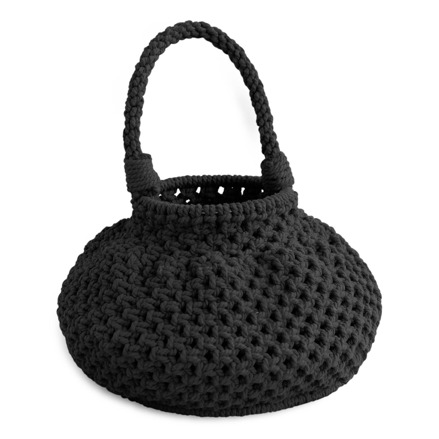Bolso tipo cubo de macramé NAGA en negro
