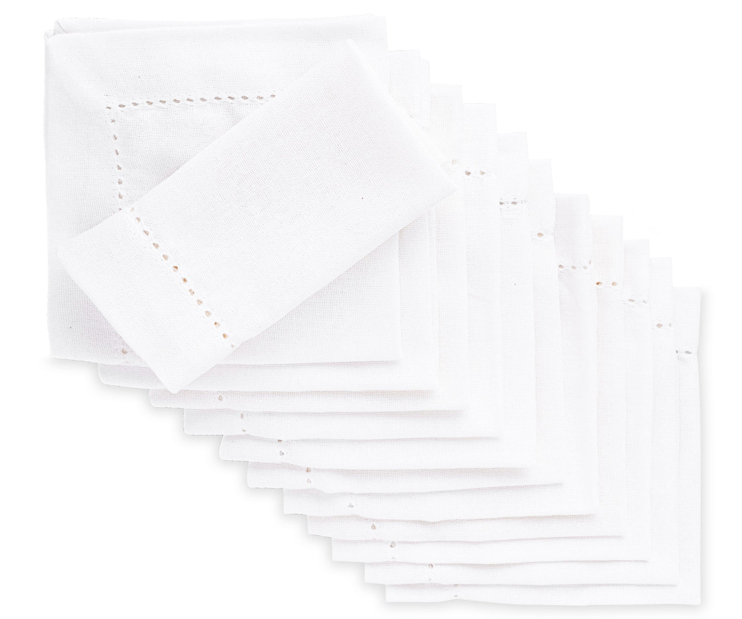 White Hemstitch Cotton Napkins - 12 inch