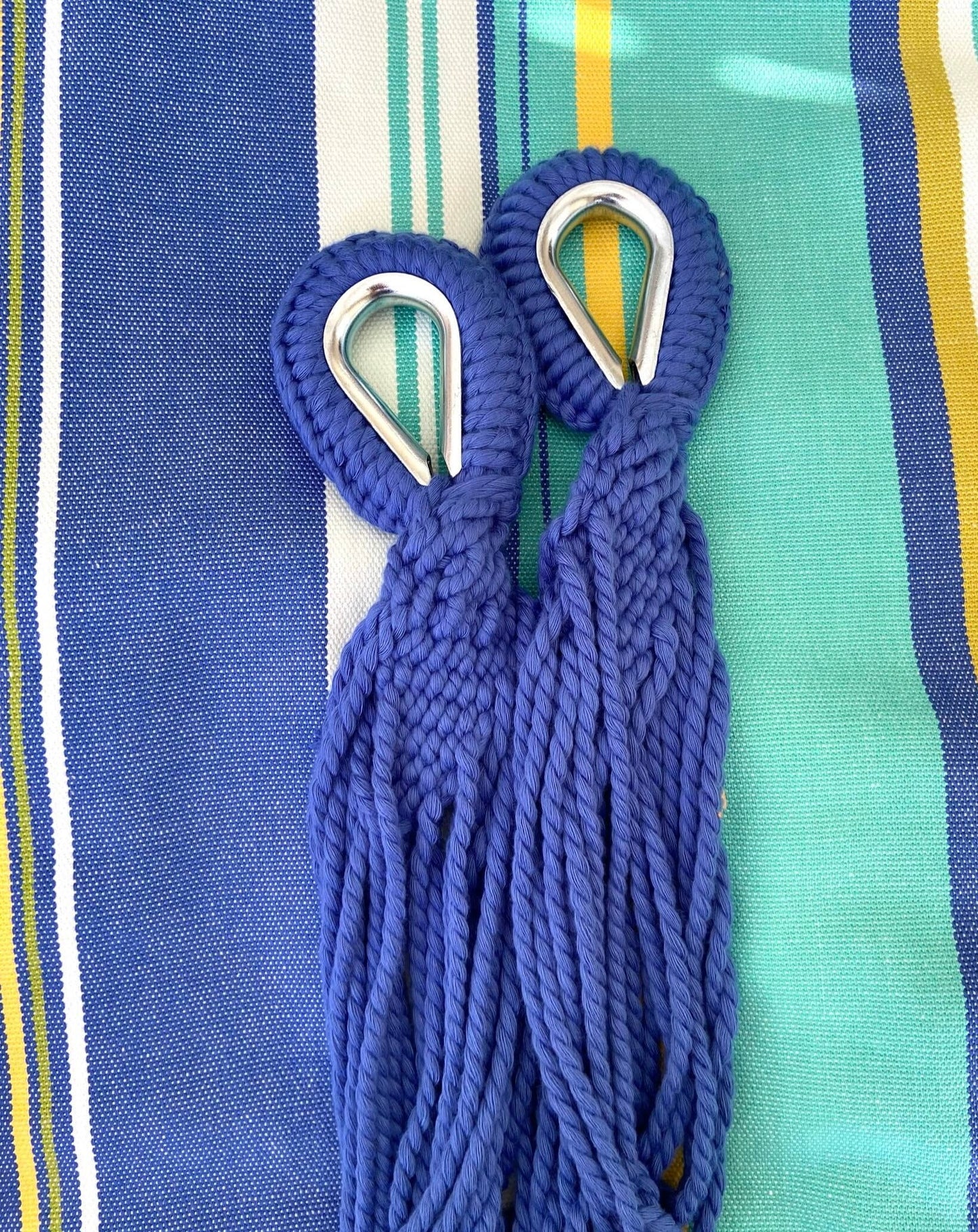 Cotton Striped Blue Green Canvas Hammock