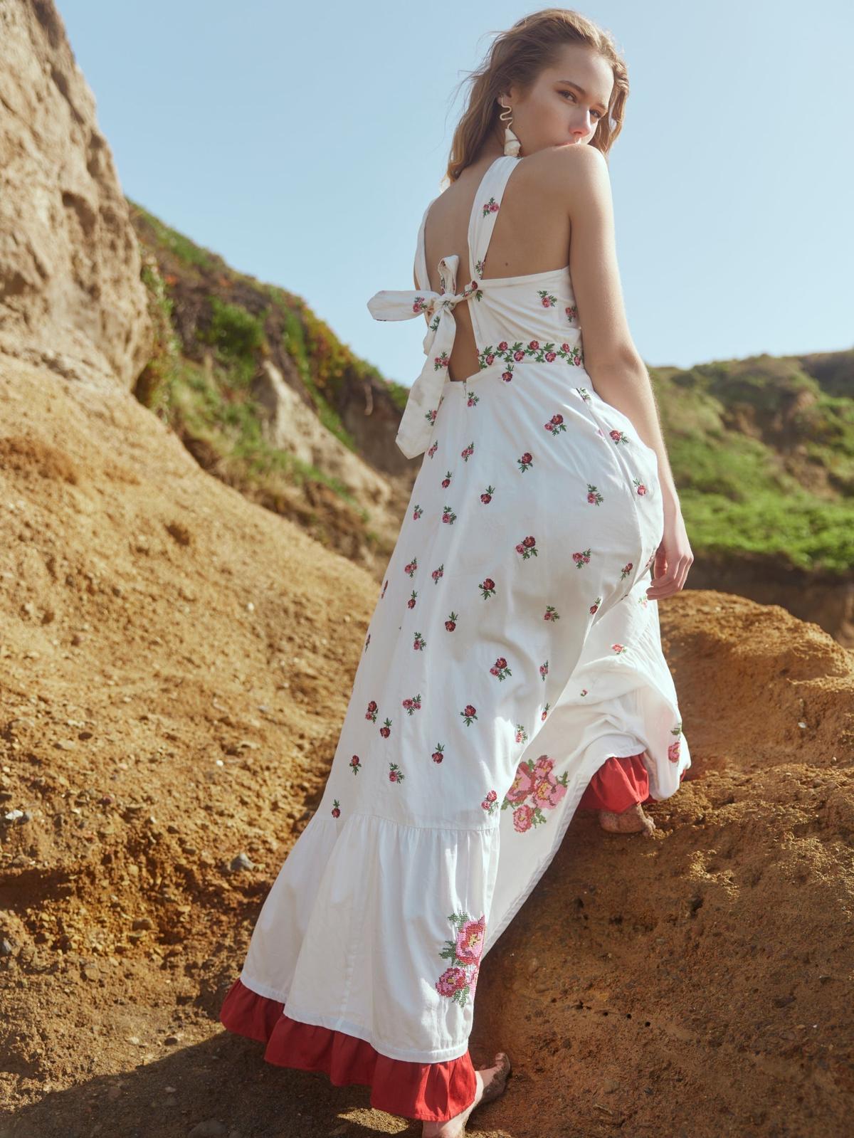 Isabel Dress - Sugar/Salsa Ditsy Floral/Salsa Floral Embroidery - FINAL SALE