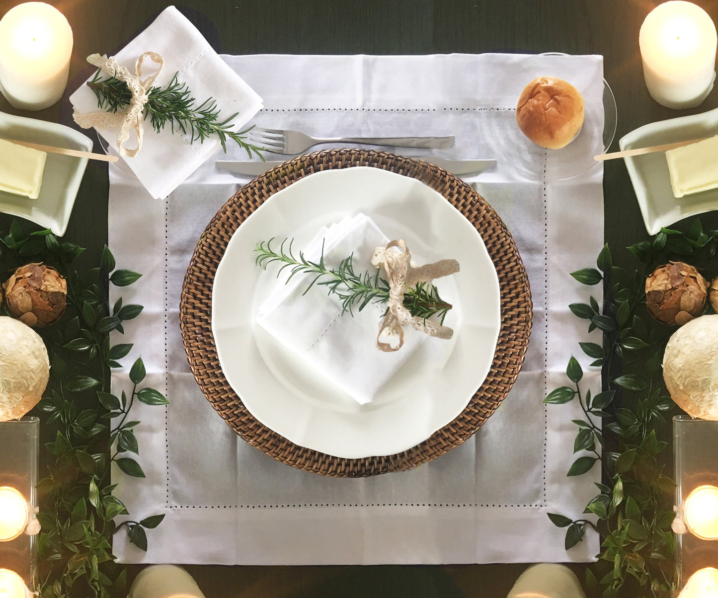 Servilletas de tela blancas personalizadas - Servilletas personalizadas