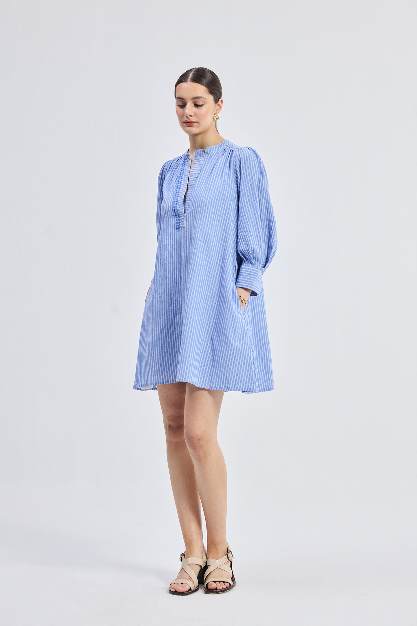 Oversized Tunic Dress in Stripes
