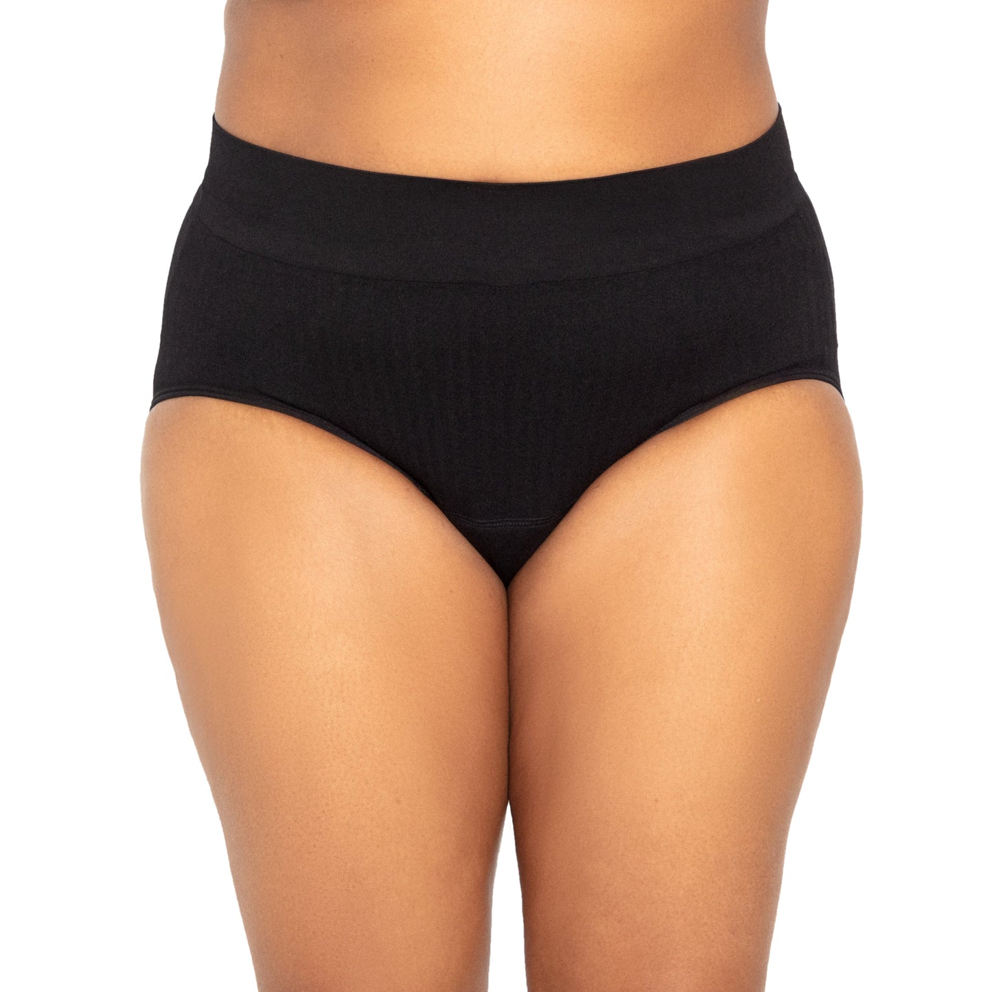 La braga de cintura alta para la regla, confeccionada con tejido SportyStretch™, para flujos abundantes.