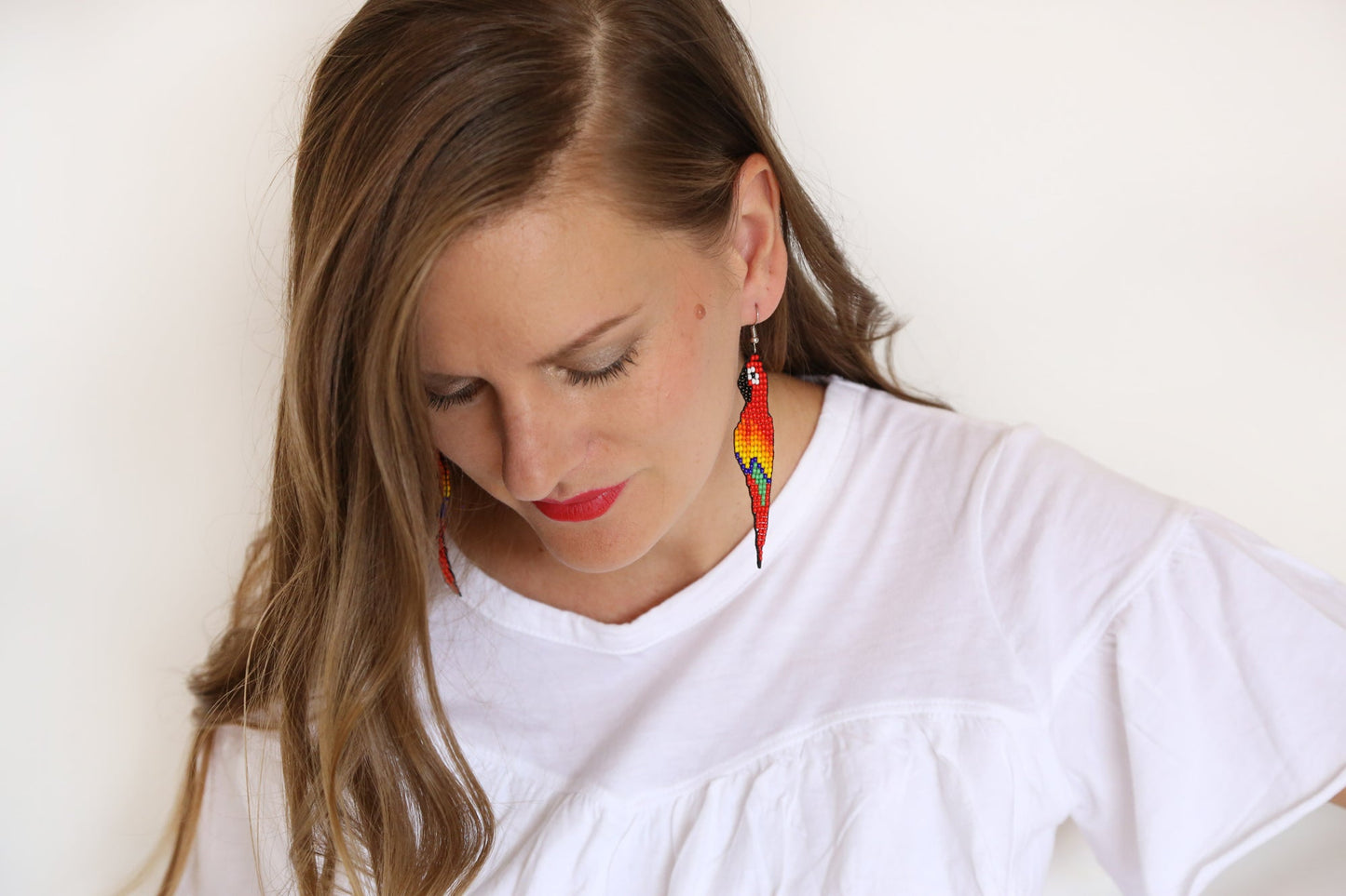 Pendientes de Loro Rojo