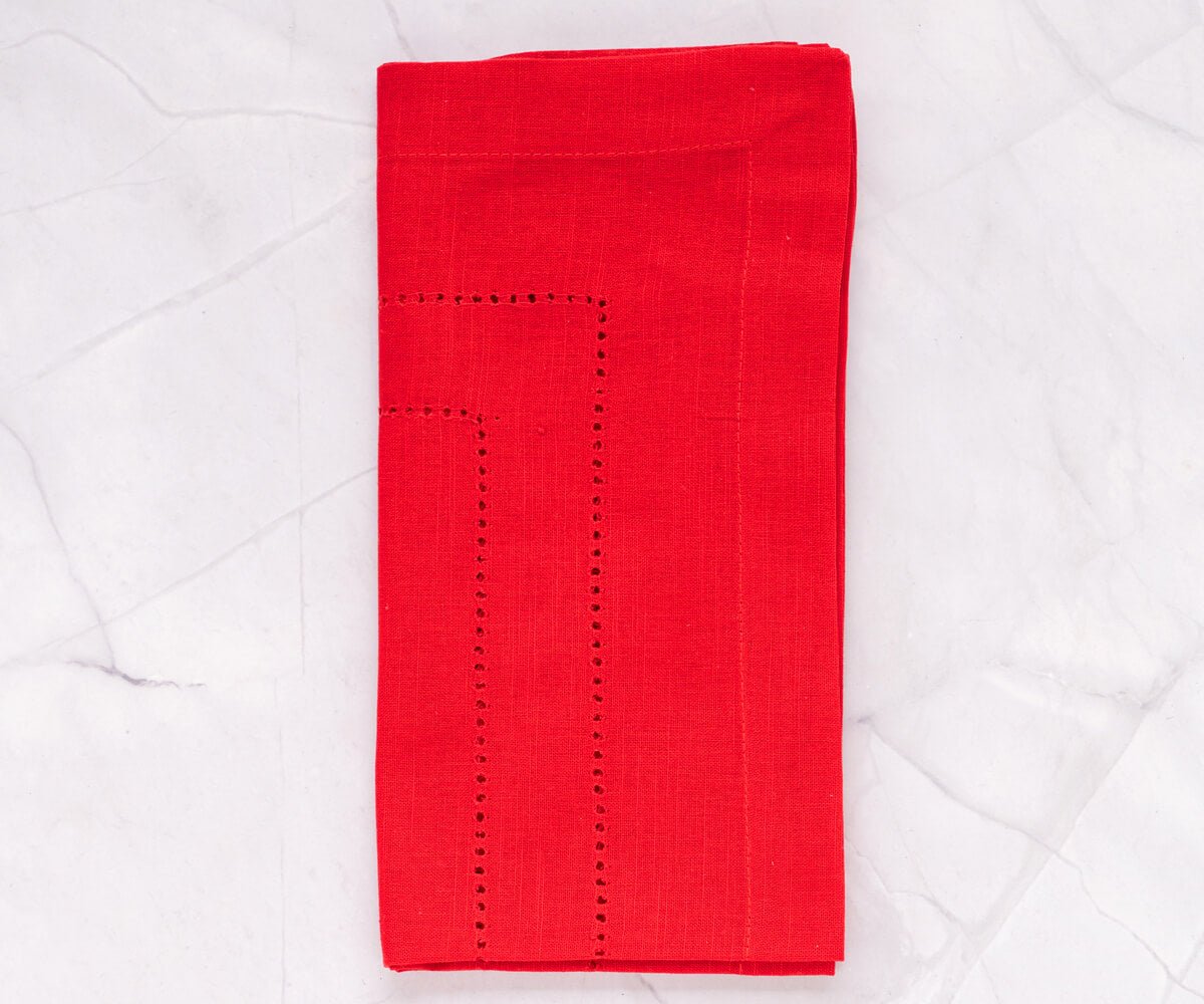 Red Double Hemstitch Napkins