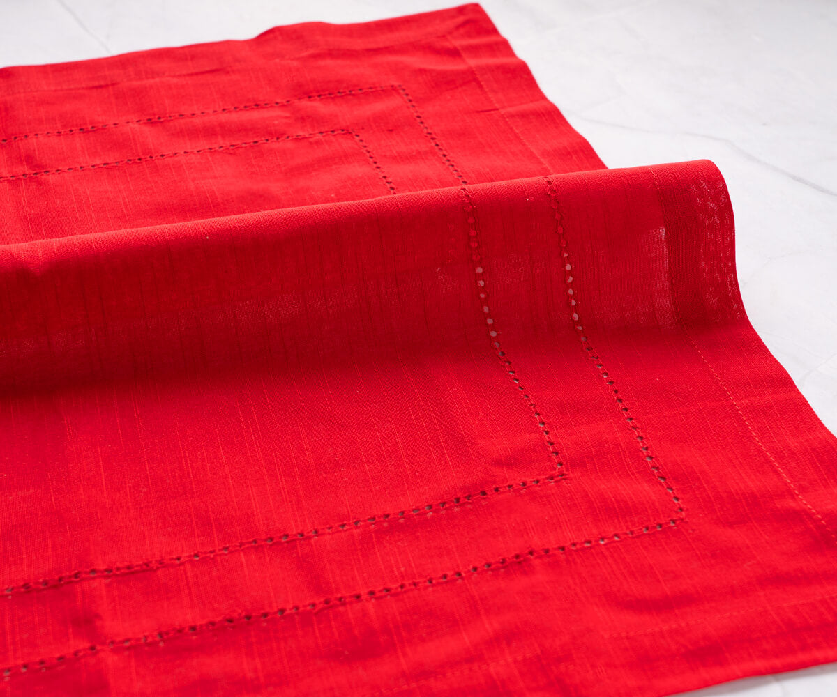Red Double Hemstitch Napkins